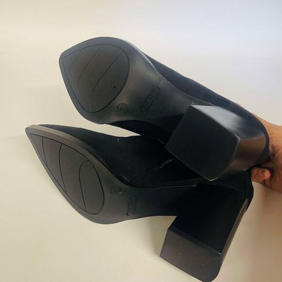 Nine West Black Suede Heeled Ankle Boots Zip Up Womens Shoes Size 5.5M - Picture 5 of 8